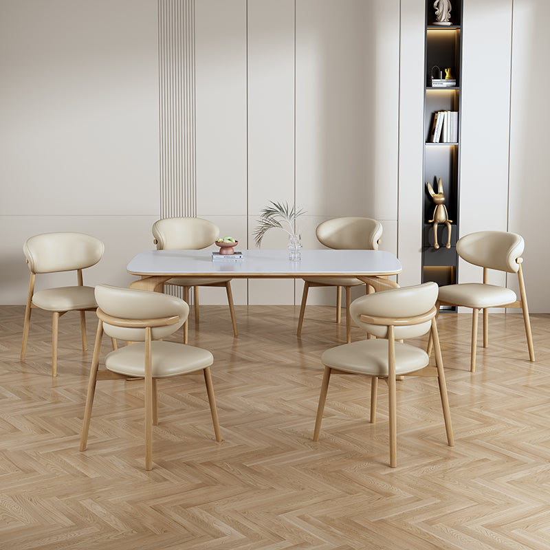 Solid wood dining chair modern simple home backrest stool office original wood color desk chair