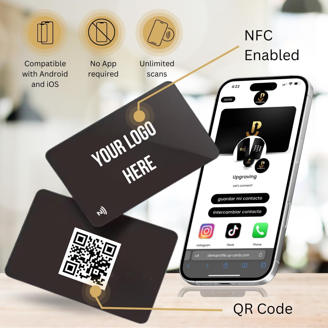 Customizable Metal Digital Business Card for Networking - NFC Digital Business Card with QR Code - Tap to Share Technology - No App or Subscription Required