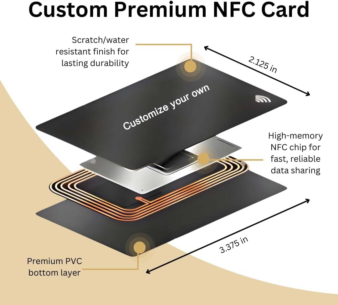 Customizable Metal Digital Business Card for Networking - NFC Digital Business Card with QR Code - Tap to Share Technology - No App or Subscription Required