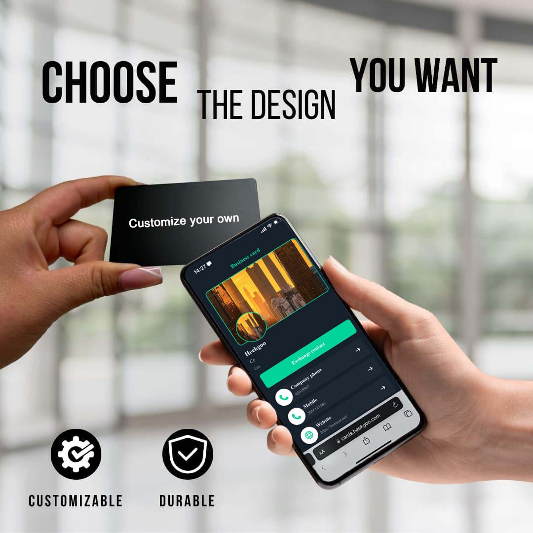 Customizable Metal Digital Business Card for Networking - NFC Digital Business Card with QR Code - Tap to Share Technology - No App or Subscription Required