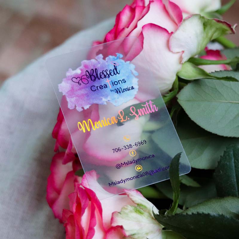 Clear Plastic NFC Business Cards | Full Color Printing | Real foil