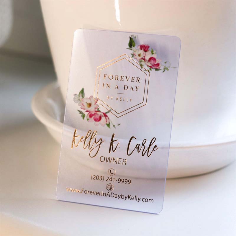 Clear Plastic NFC Business Cards | Full Color Printing | Real foil